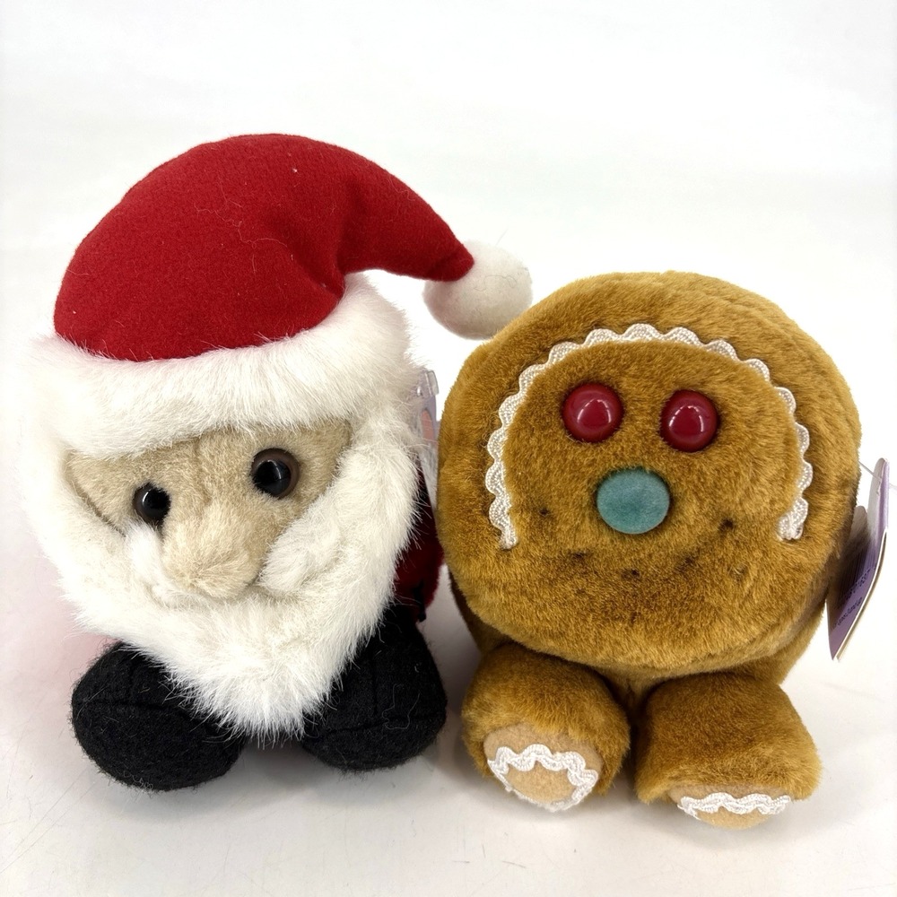 Vintage‎ Puffkins Swibco Plush Lot Holiday Christmas Santa Gingerbread Man NWT